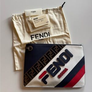 Fendi Jacquard Flat Pouch Medium clutch